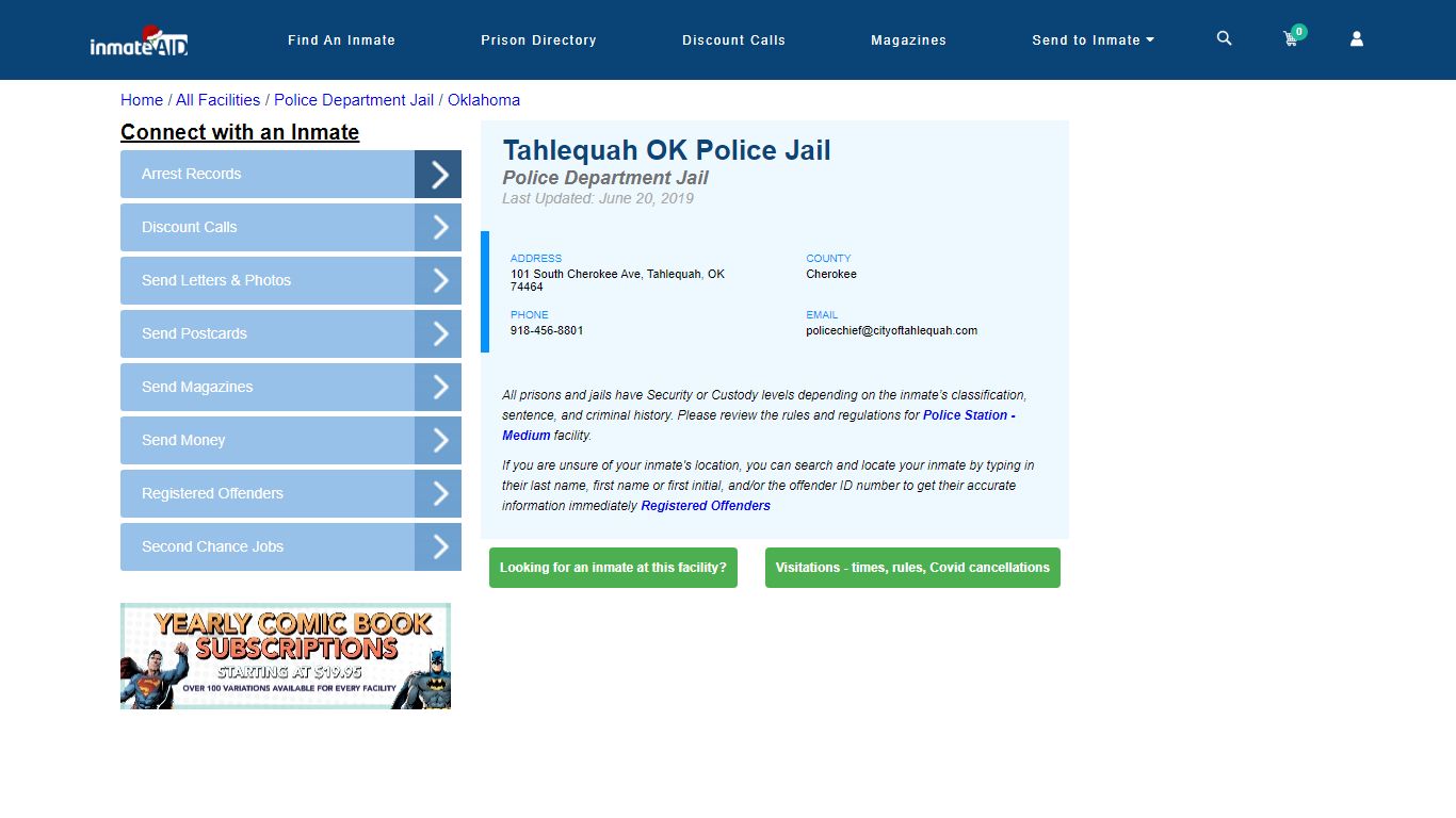 Tahlequah OK Police Jail & Inmate Search - Tahlequah, OK