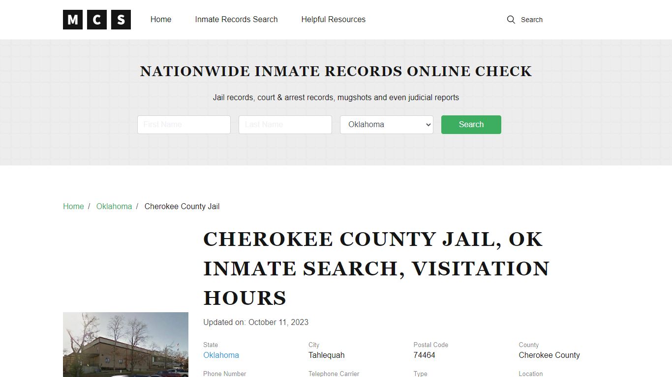 Cherokee County, OK Jail Inmates Search, Visitation Rules